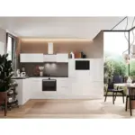 Möbelix Einbauküche Eckküche Möbelix Elisabeth mit Geräten 175x370 cm Weiß/Granit Optik