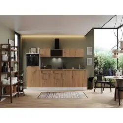 K&uuml;chenzeile mit Ger&auml;ten B: 280 cm Wei&szlig;/Eiche Dekor