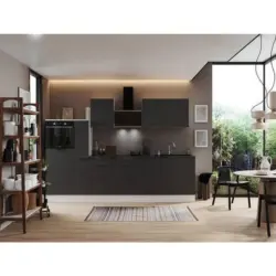 K&uuml;chenzeile mit Ger&auml;ten B: 310 cm Grau/Wei&szlig;