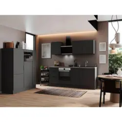 K&uuml;chenzeile Elisabeth Mit Ger&auml;ten 370 cm Grau/Hellgrau