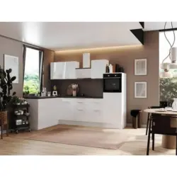 Einbauküche Eckküche Möbelix Respekta mit Geräten 175x280 cm Weiß/Weiß Hochglanz