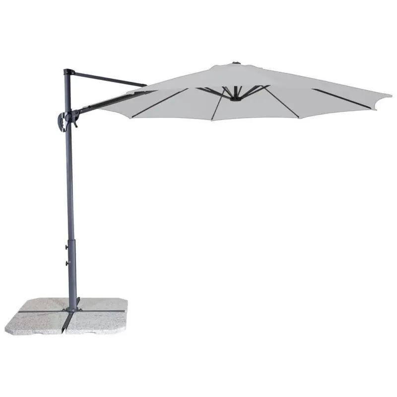 Ampelschirm Ravenna D 293cm H 244cm Mit Schirmständer Grau
