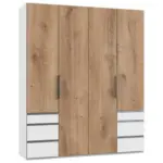 M&ouml;belix Dreht&uuml;renschrank Mit Laden B: 200 Cm Level, Eiche Dekor/wei&szlig;