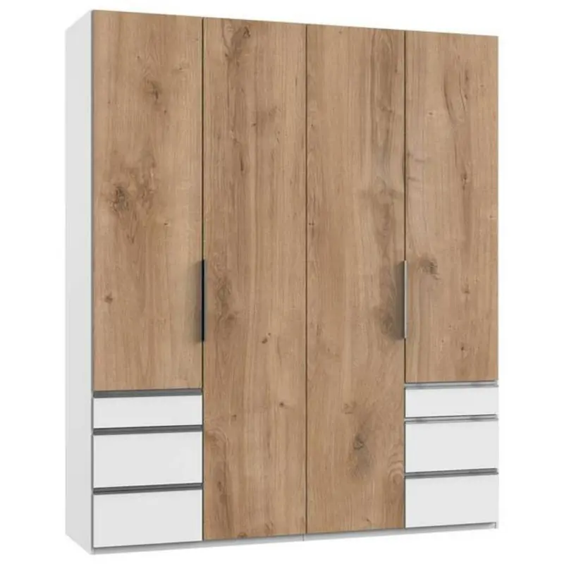 Drehtürenschrank Mit Laden B: 200 Cm Level, Eiche Dekor/weiß