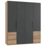 Möbelix Drehtürenschrank 200cm Level, Graphit/eiche Dekor