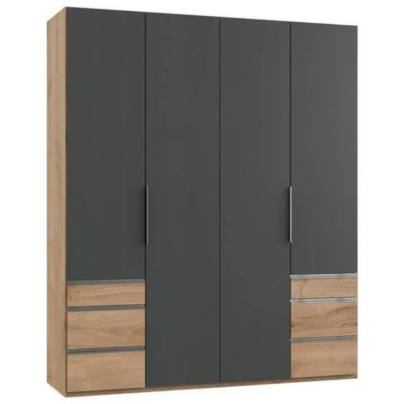 Drehtürenschrank 200cm Level, Graphit/eiche Dekor