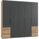 Möbelix Drehtürenschrank 250cm Level, Graphit/eiche Dekor