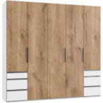Möbelix Drehtürenschrank Mit Laden 250 Cm Level, Weiß/eiche Dekor