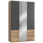 Möbelix Drehtürenschrank Mit Laden B: 150 Cm Graphitfarben/eiche Dekor