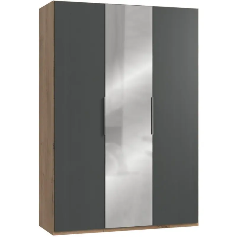 Drehtürenschrank 150cm Level, Graphit/eiche Dekor