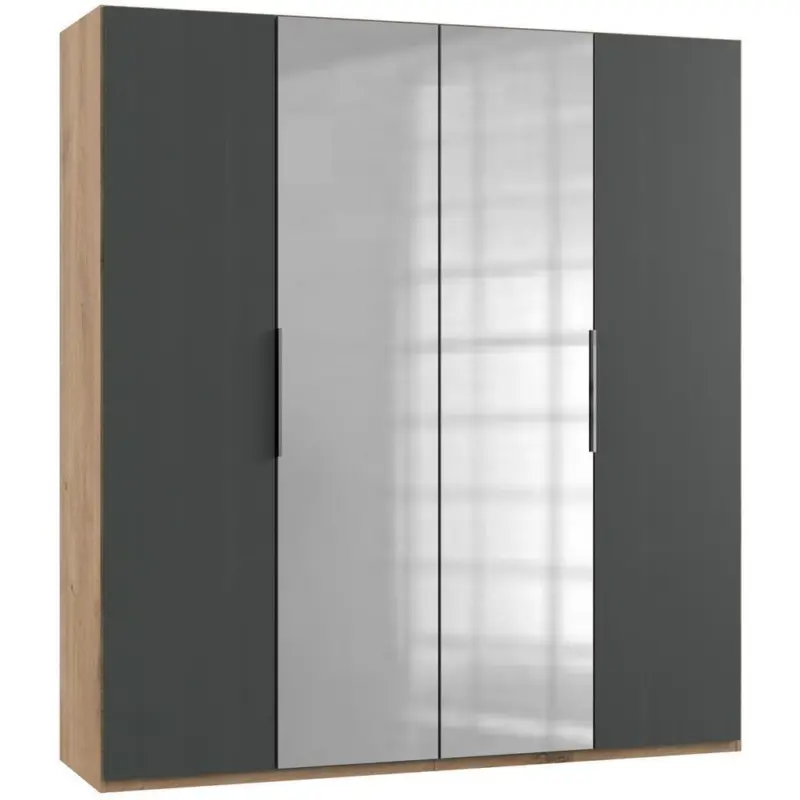 Drehtürenschrank 200cm Level, Graphit/eiche Dekor
