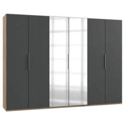 Drehtürenschrank 300cm Level, Graphit/eiche Dekor