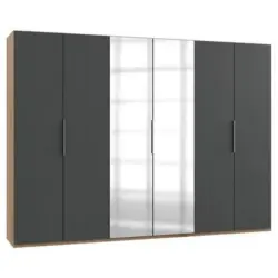 Drehtürenschrank 300cm Level, Graphit/eiche Dekor