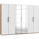 Möbelix Drehtürenschrank Mit Spiegel 300 Cm Level, Weiß/eiche Dekor