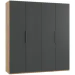 Möbelix Drehtürenschrank B: 200 Cm Level, Graphitfarben/eiche Dekor