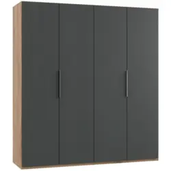 Drehtürenschrank B: 200 Cm Level, Graphitfarben/eiche Dekor