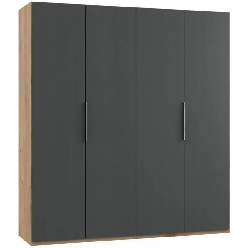 Drehtürenschrank B: 200 Cm Level, Graphitfarben/eiche Dekor