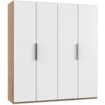 Möbelix Drehtürenschrank B: 200 cm Level, Weiß/Eiche Dekor