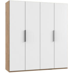 Drehtürenschrank B: 200 cm Level, Weiß/Eiche Dekor