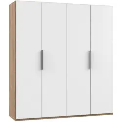 Drehtürenschrank B: 200 Cm Level, Weiß/eiche Dekor