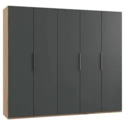 Drehtürenschrank B: 250 Cm Level, Graphitfarben/eiche Dekor