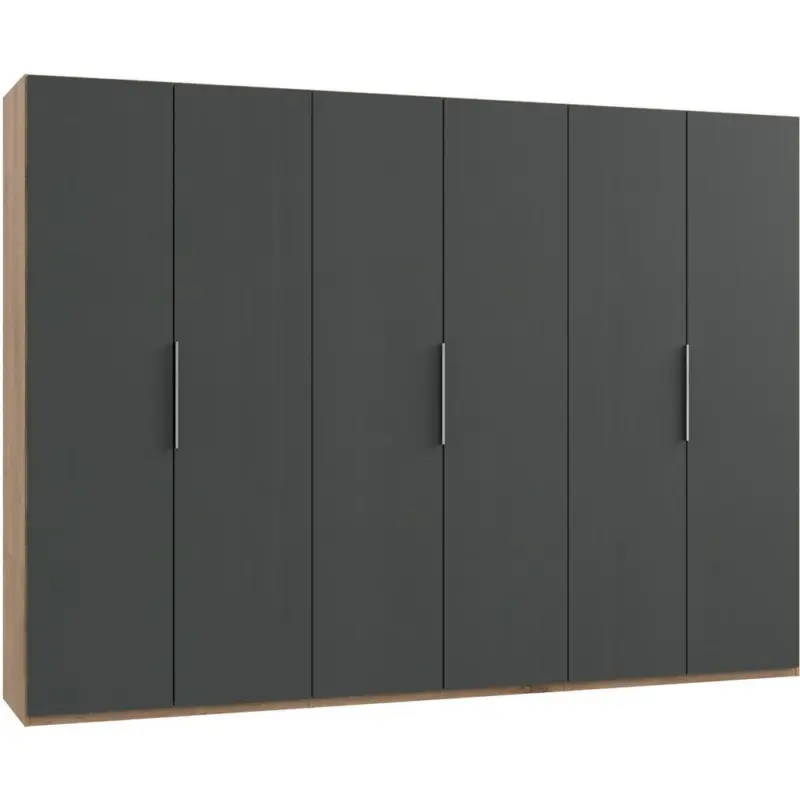Drehtürenschrank B: 300 Cm Level, Graphitfarben/eiche Dekor