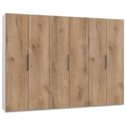 Drehtürenschrank B: 300 Cm Level, Weiß/eiche Dekor