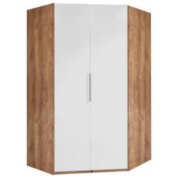 Eckschrank B: 120 Cm Level, Weiß/eiche Dekor