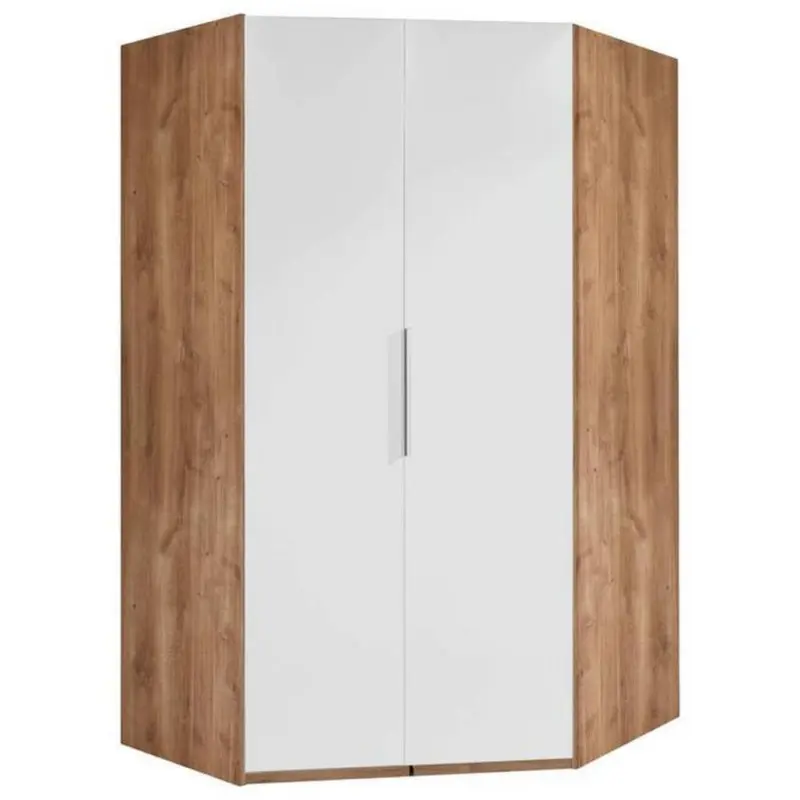 Eckschrank B: 120 Cm Level, Weiß/eiche Dekor