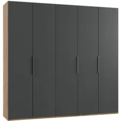 Drehtürenschrank B: 250 Cm Level, Graphitfarben/eiche Dekor