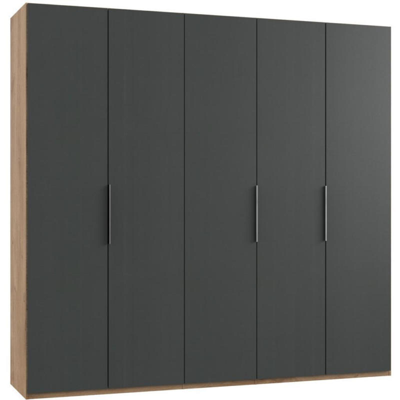 Drehtürenschrank B: 250 Cm Level, Graphitfarben/eiche Dekor