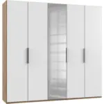 Möbelix Drehtürenschrank B: 250 Cm Level Weiß/eichefarben Dekor