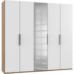 Drehtürenschrank B: 250 Cm Level Weiß/eichefarben Dekor