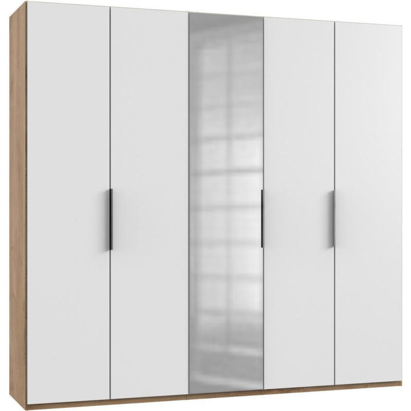 Drehtürenschrank B: 250 Cm Level Weiß/eichefarben Dekor