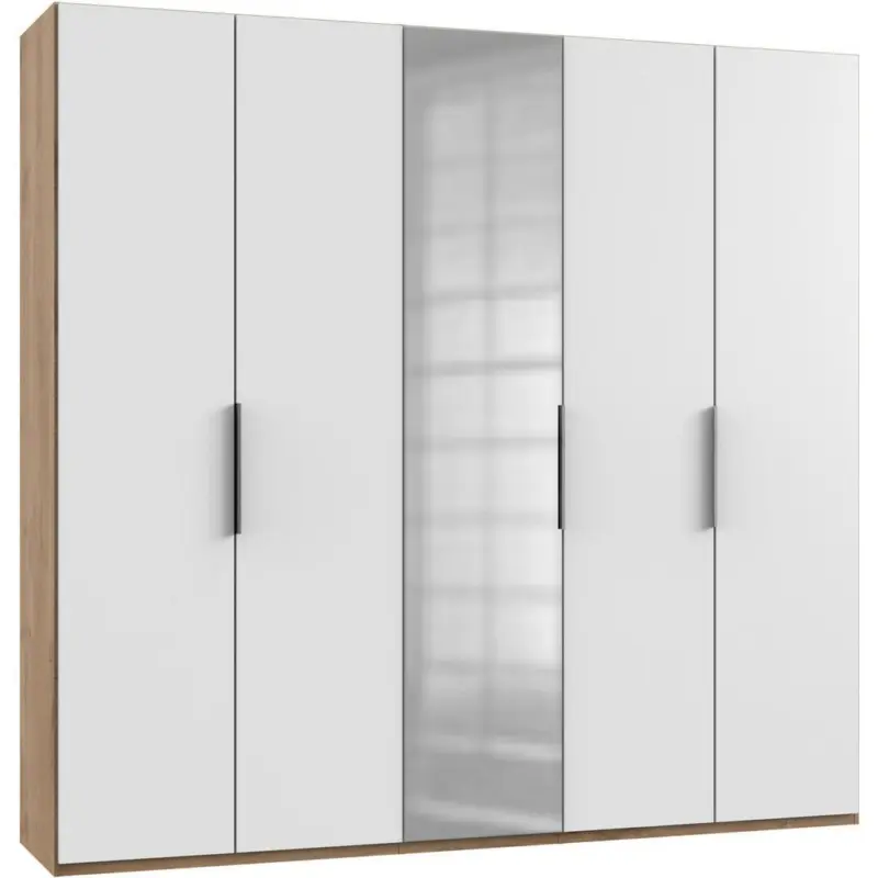 Drehtürenschrank B: 250 Cm Level Weiß/eichefarben Dekor