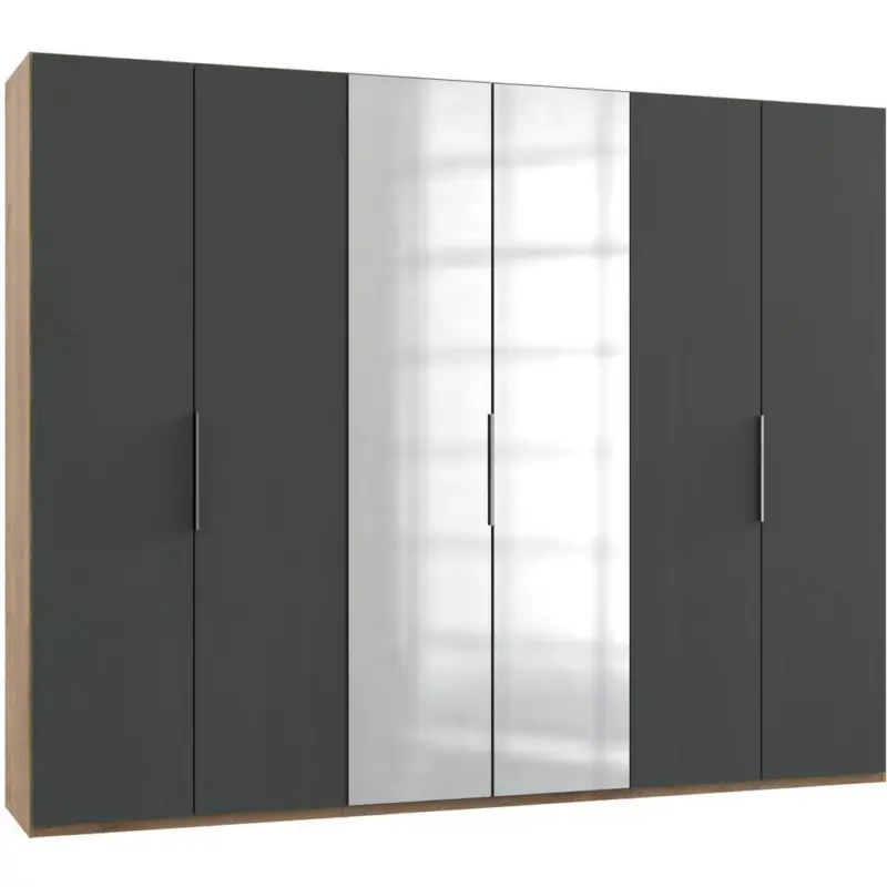 Drehtürenschrank B: 300 Cm Level Graphit-/eichefarben