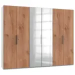 Möbelix Drehtürenschrank B: 300 Cm Level Weiß/eichefarben Dekor