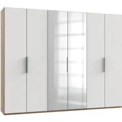 Drehtürenschrank 300 Cm Level Weiß/eichefarben Dekor