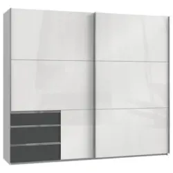 Schwebetürenschrank Mit Laden B: 250 Cm Level Graphitfarben/weiß