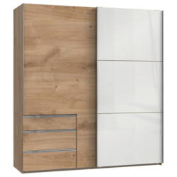 Schwebetürenschrank Mit Laden B:200cm Level Weiß/eiche Dekor