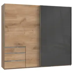 Schwebetürenschrank Mit Laden B:250cm Level Grau/eiche Dekor