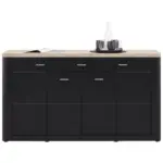 Möbelix Sideboard B: 156 cm Game Schwarz Matt/Eiche Dekor