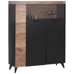 Highboard Mit Glastüren 115 Cm Sunny Hb 2d/g, Schwarz