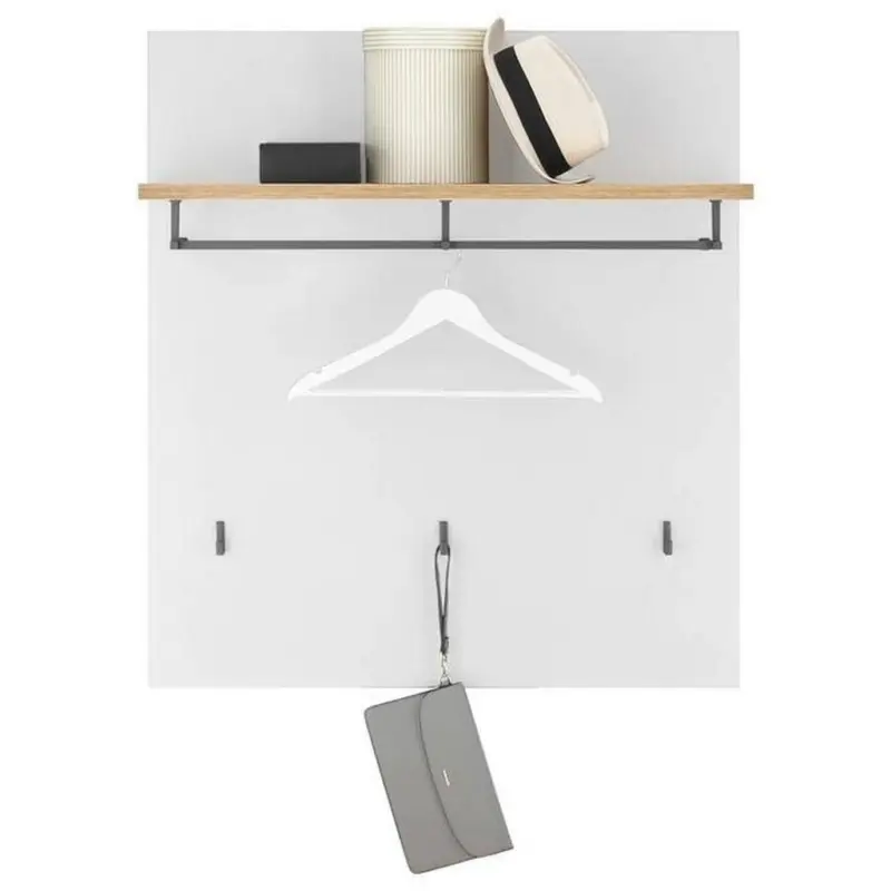 Garderobenpaneel Milan Weiß/ Eiche Dekor +hutablage B: 85cm