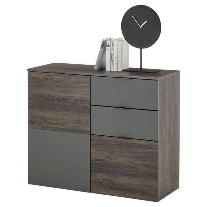 Kommode 100 Cm Cremona, Grau/rima Oak Dunkel Dekor