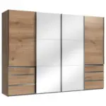 Möbelix Schwebetürenschrank B: 300 Cm Level Weiß/eichefarben Dekor