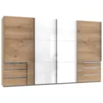 Möbelix Schwebetürenschrank B: 350 Cm Level Weiß/eichefarben Dekor