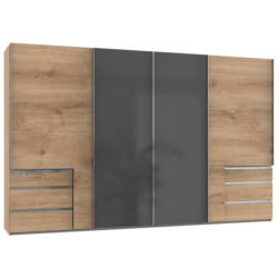 Schwebetürenschrank B: 350 Cm Level Grau/eiche Dekor