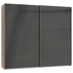 Schwebetürenschrank B: 200 Cm Level Grau/eichefarben Dekor