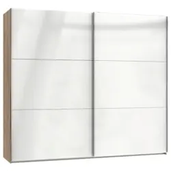 Schwebet&uuml;renschrank B: 250 Cm Level Wei&szlig;/eichefarben Dekor